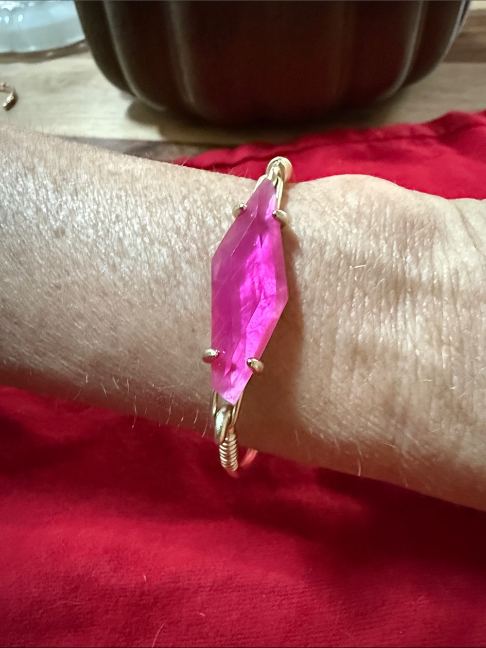 Kendra Scott Gold Pink Marquise Stone Cuff Bracelet